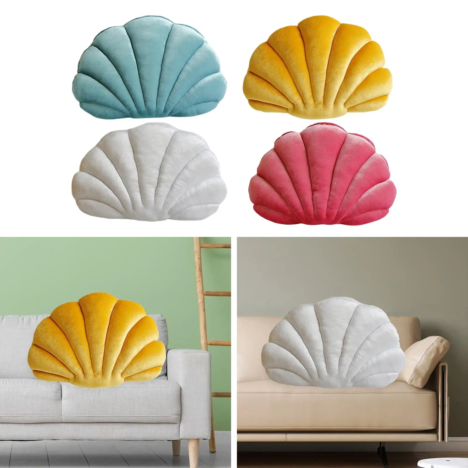 Plush Seashell Pillow for Bedroom Sofa Car Decoration PP Cotton Filled Cute Ocean Decor Throw Cushion for Living Room