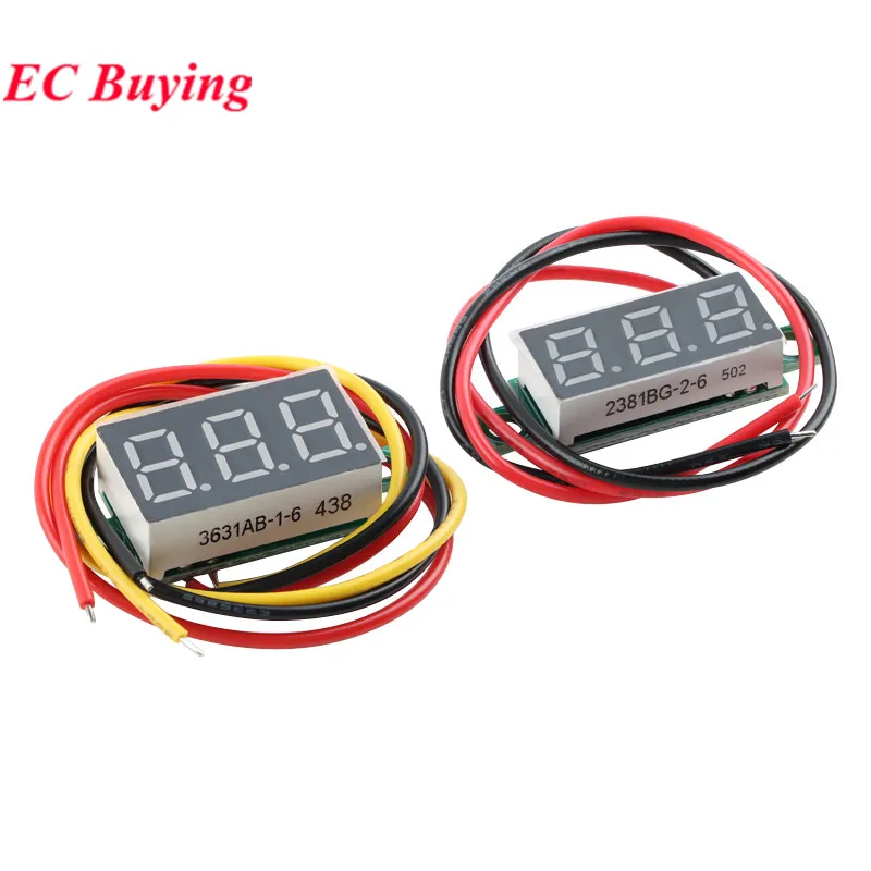1-10Pcs 0.28 0.36 Inch DC Mini LED Digital Voltmeter 0-100V Voltage Meter 2 3 Wire Auto Car Mobile Power Voltage Tester Detector