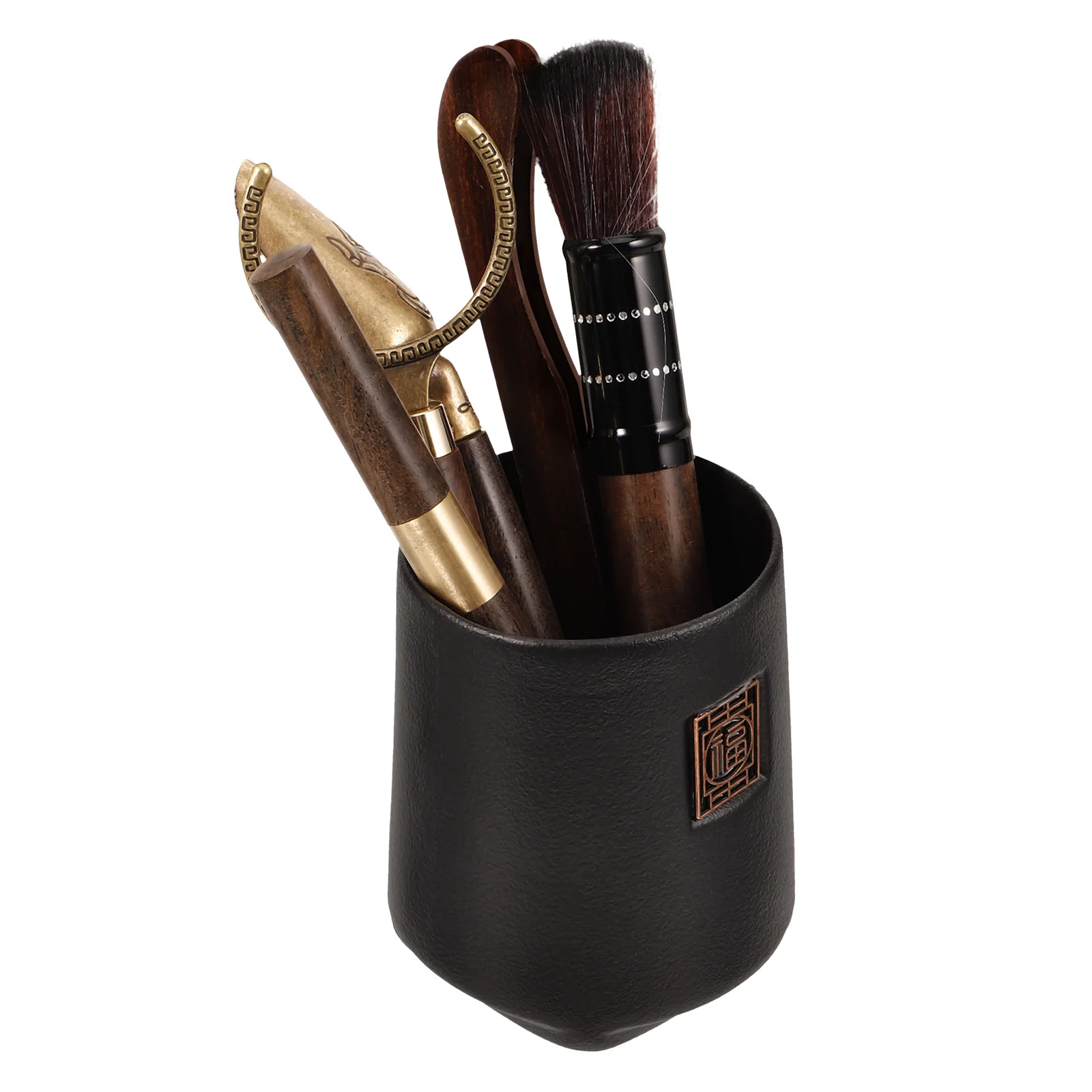 

1 set Six Gentlemen Ceramic Alloy Set Black Tea Cylinder Buddha Hand Gongfu Chinese Tea Utensils Accessories Gifts