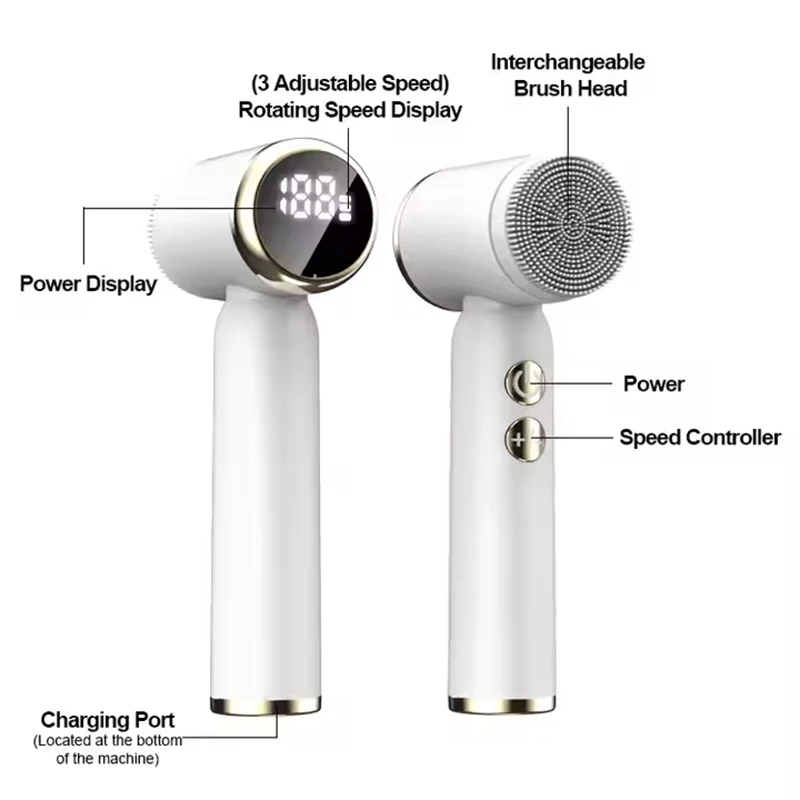 Massaggiatore viso sonico elettrico in silicone, impermeabile Ipx6, ricarica USB, detergente viso in silicone per pulizia profonda e esfoliante