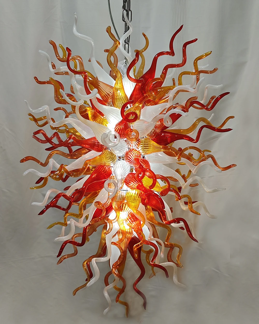 LONGREE Big Orange Handmade Blown Glass Chandelier High CeilingLighting Fixture