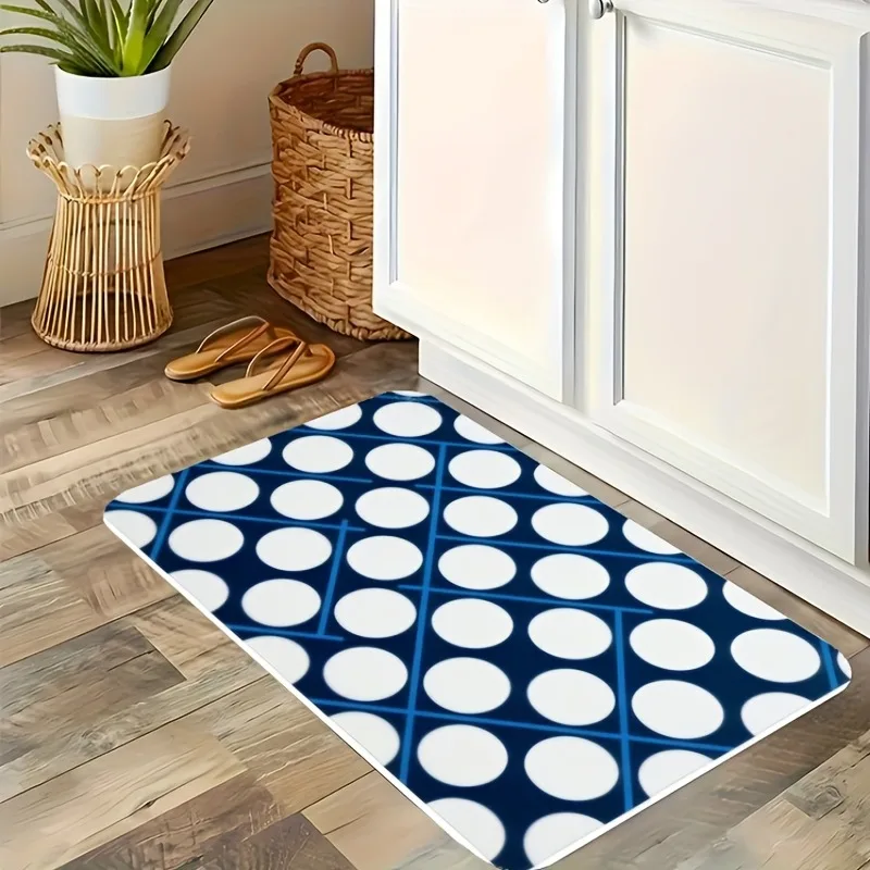 

1PC Concentric circles Pattern Kitchen Rug Non-Slip Door Mat Pop design Bathroom Rug Bath Mat Carpet for Home Sink Laundry Decor