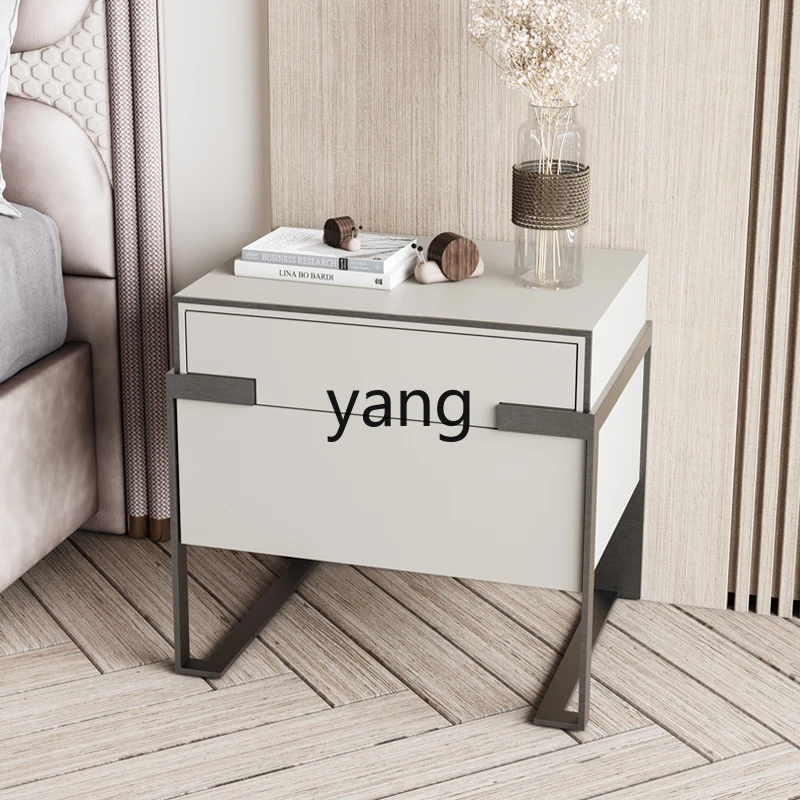 LHM  Italian minimalist bedside table light luxury bedside table simple modern bedroom storage cabinet