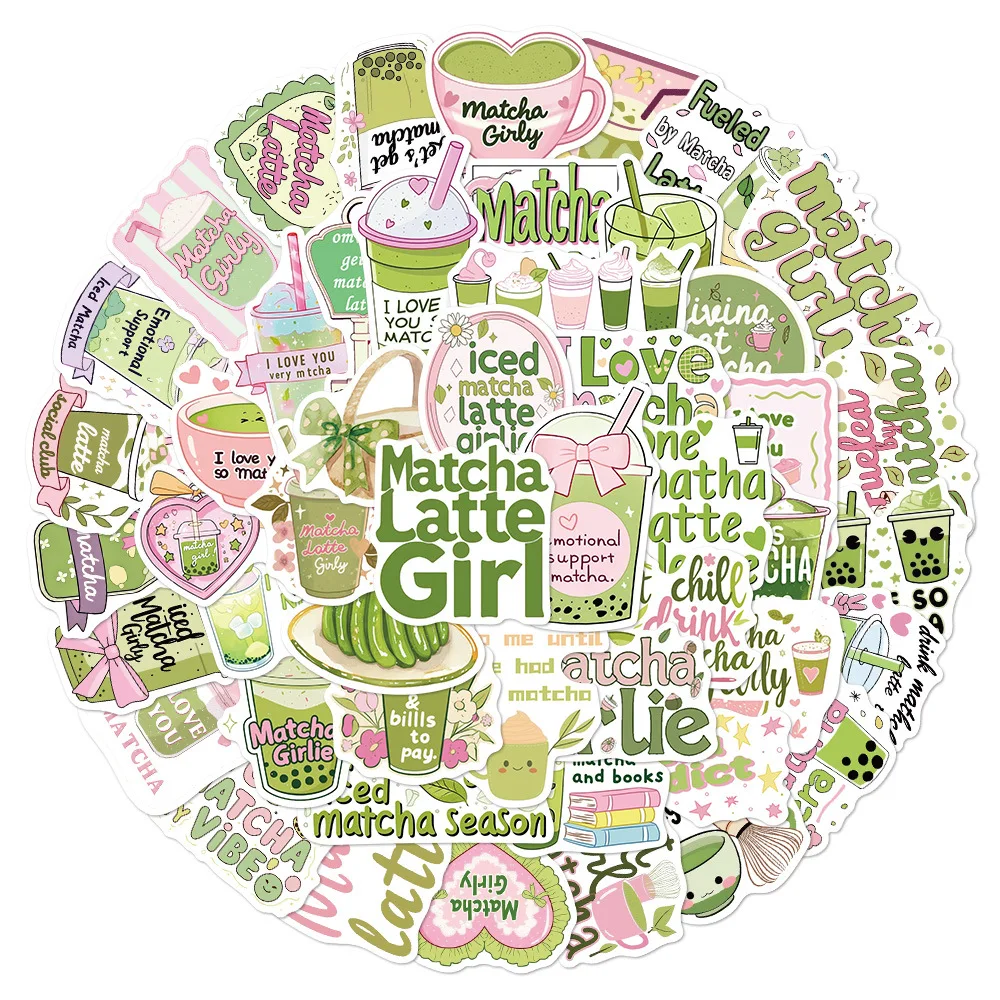 50Pcs ​Cute Matcha Stickers Matcha Girly DIY Stickers Scrapbooking Phone Luggage Skateboard Waterproof Decals - náhled 2