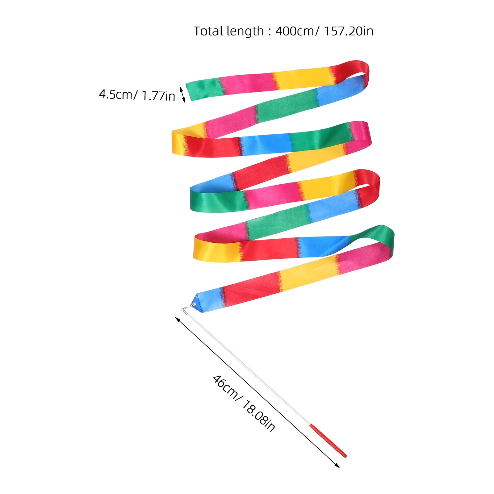 5 szt. Artystycznych Wstążek Gimnastycznych z Pałeczką, Tęczowe Wstążki Taneczne, Lekkie Streamery do Baletu, Tańca Rytmicznego, na Imprezę