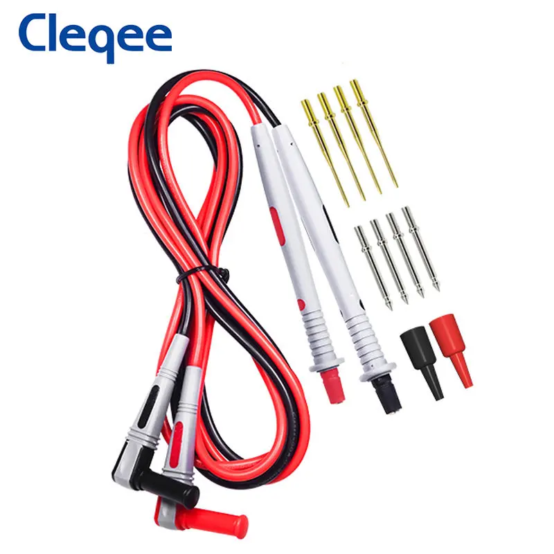 Cleqee P1503 12 IN 1 Multimeter Test Leads Kit 4mm Banana Plug with 8PCS Replaceable 1mm/2mm Needle Probes 120cm Cable 1000V 10A