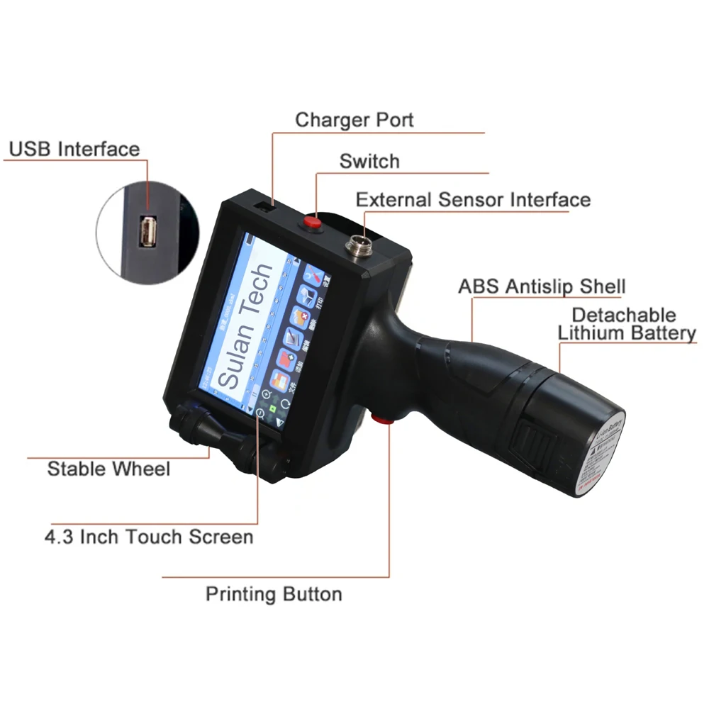 Imagem -05 - Handheld Digital Color Printer Máquina de Impressão Portátil Batch Coding Number Cap Jar Data de Validade Adesivo