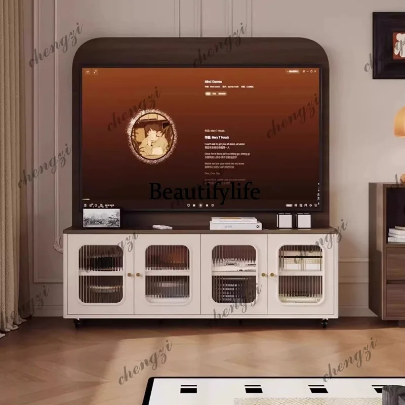 Universal wheel movable TV cabinet, modern simple storage, new floor-to-ceiling TV bracket