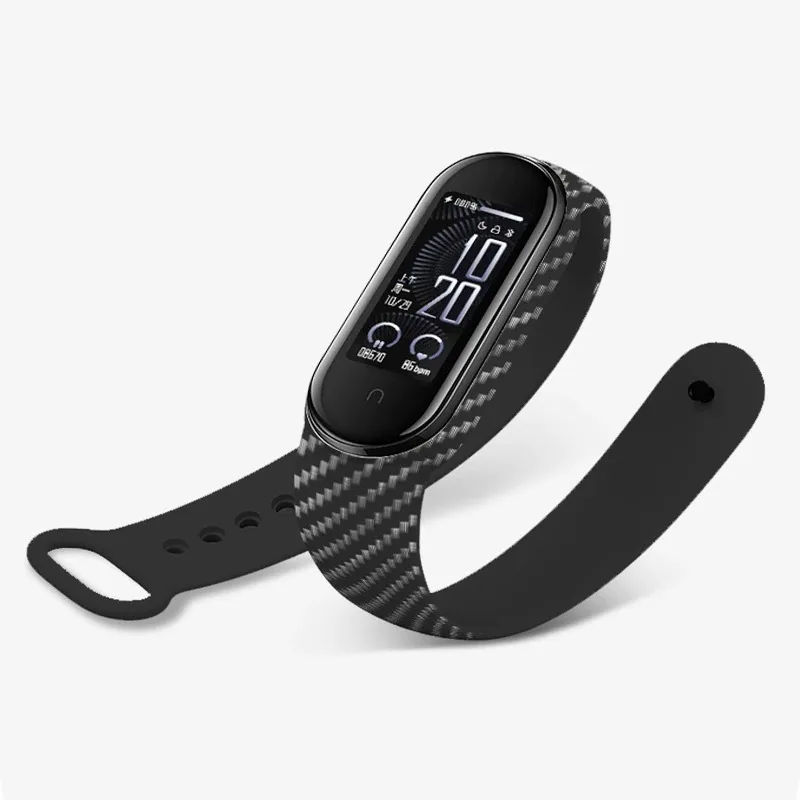 Carbon fiber bracelet for Xiaomi Mi Band 7 strap Miband 6 5 Sport silicone smartwatch wristband band4 for Xiaomi mi band 3 4 5