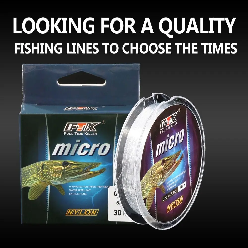 Fiber Fishing Line 2.9-12.5LB Ice Fishing Line Monofilament Sinking Coating Fishing Line 30m Transparent Bass Fish