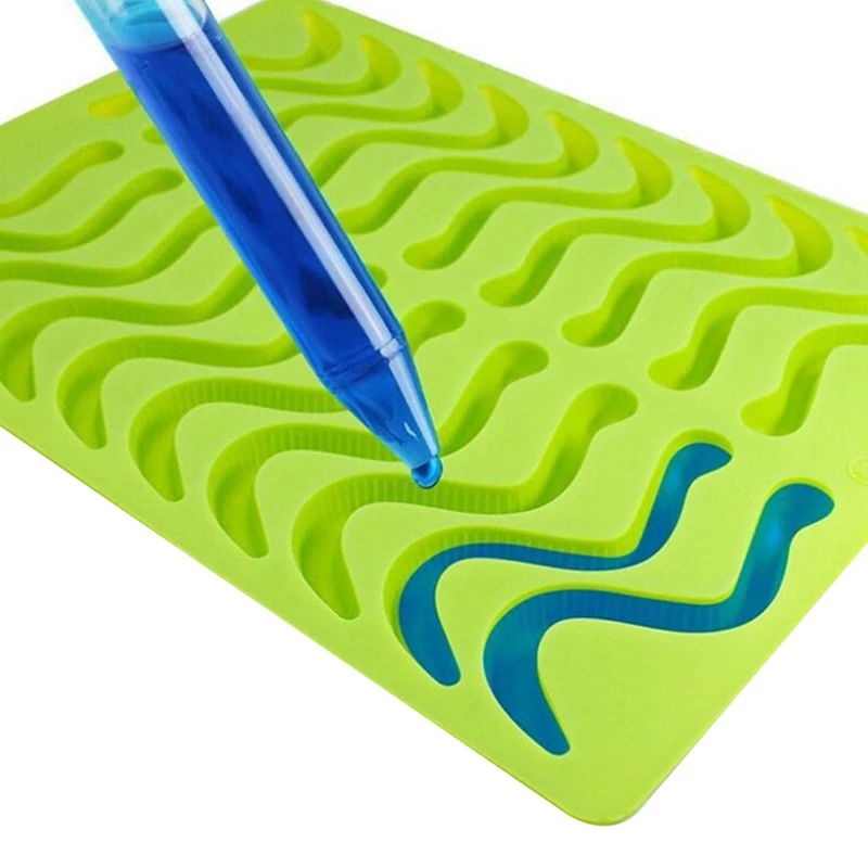 20 Cavity Silicone Gummy Snake Worms Chocolate Mold Sugar Candy Jelly Molds Ice Tube Tray Mold Cake Baking Tools