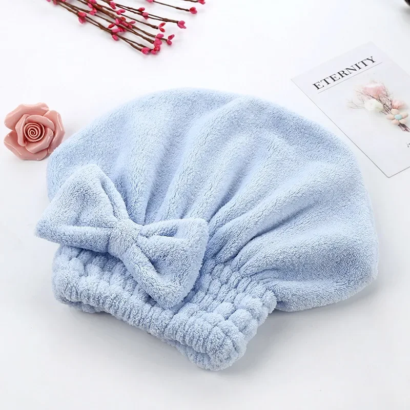 Shower Cap Women Hair Microfibre Quick Drying Bath Spa Bowknot Wrap Towel Hat for Room Accessories