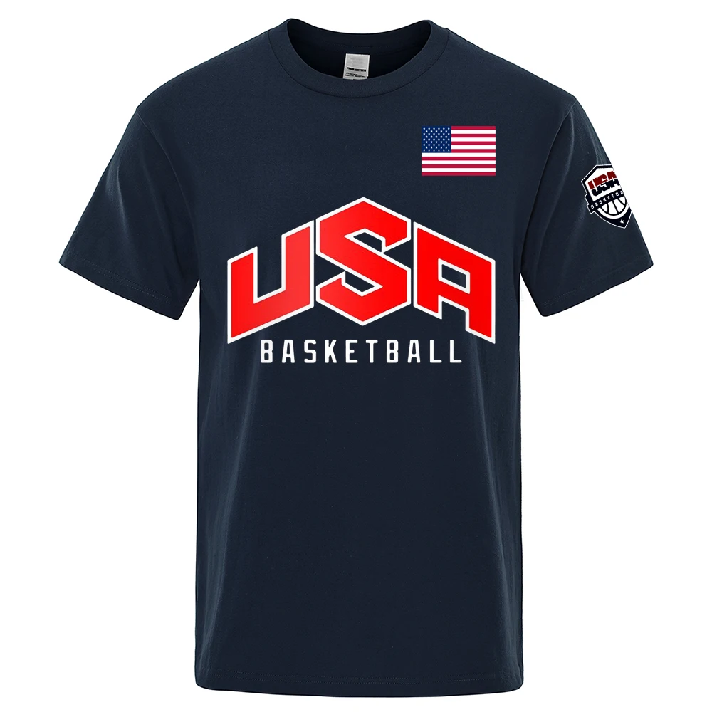 USA Basketballer Printed T-Shirts Men Sport Oversized Short Sleeve Cotton Comfortable Tops Loose High Quality T Shirt Unisex