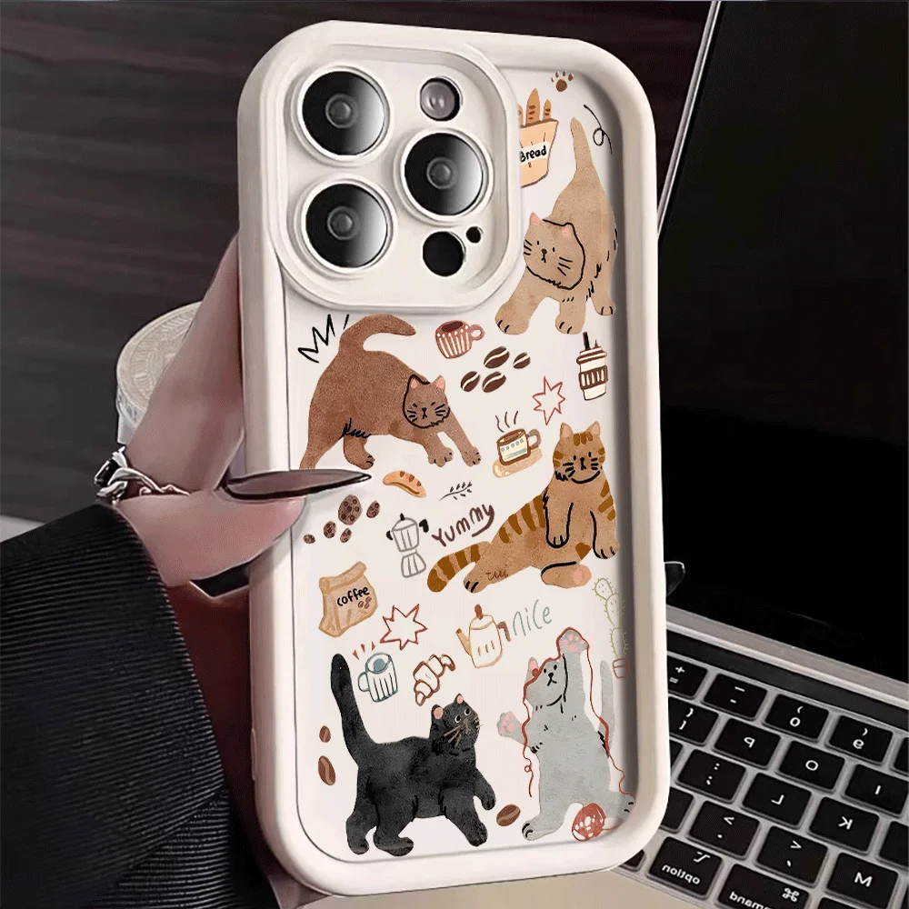 Cat Cute Shockproof Matte Phone Case For Samsung Galaxy Note 20 S25 Ultra S26 S24 S23 S22 Ultra Plus Edge Fe A55 A36 A56 Cover