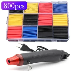 300W Electrical Mini Heat Gun Handheld Hot Air Gun 220V EU Plug with Heat Shrink Tubing kit 2:1 Wire Cable Insulation Sleeving