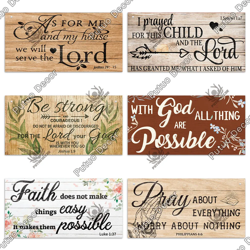 Putuo Decor Home Jesus Wood Signs Retro Wooden Plaque Vintage God Lord Hanging for Zen Den Room Wall Door Home Decoration