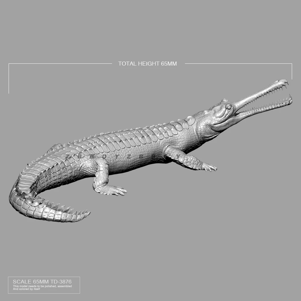 65mm Resin model kits Crocodile figure toy colorless and self-assembled TD-3876