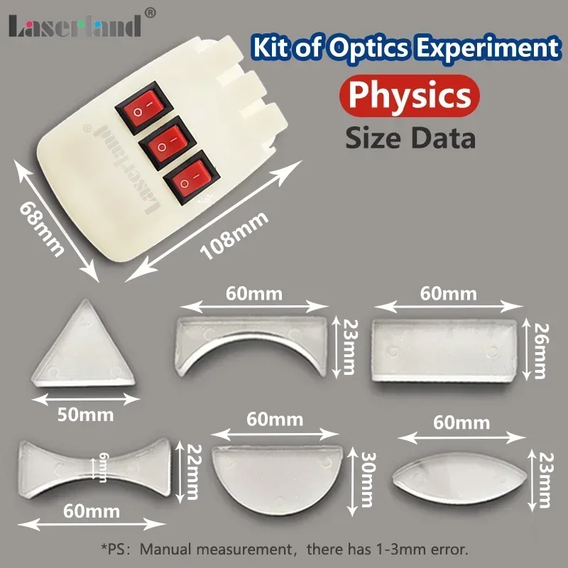 Magnetic Physics Optical Optics Experiment Kit Linear Light Reflector Refraction Prism Concave Mirror for Student Science Lab