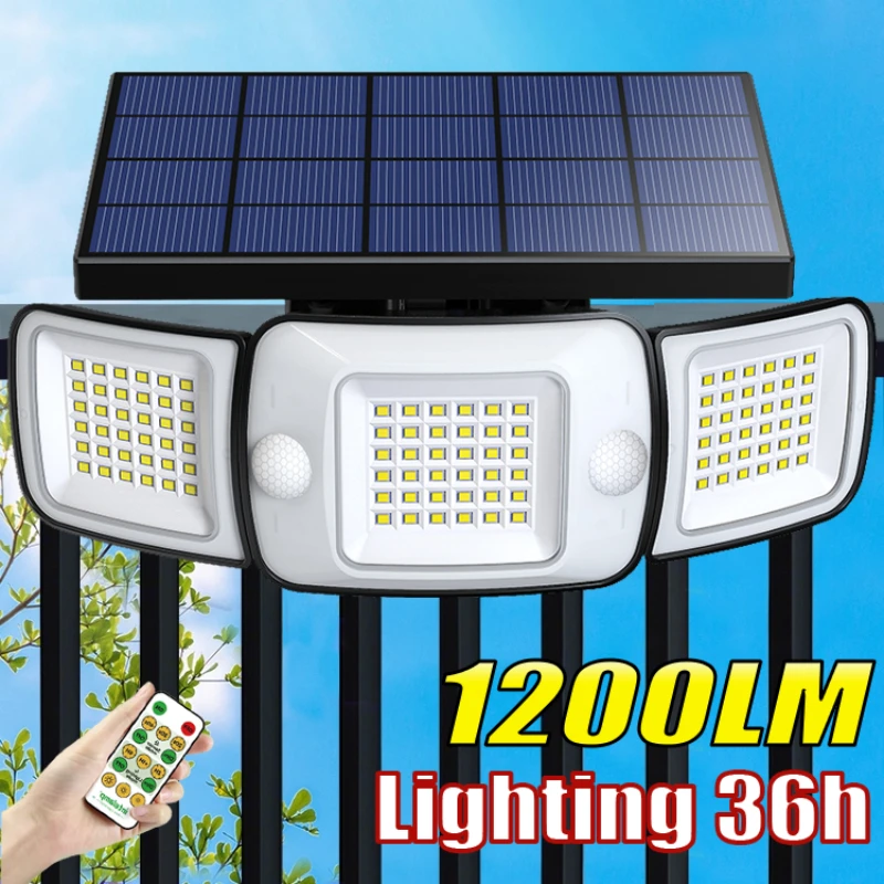 intelamp Long Life 6000mah Larger Solar Panel Outdoor Solar Light With Two Motion Sensors Wall Lamp For Garden Yard Path Garage