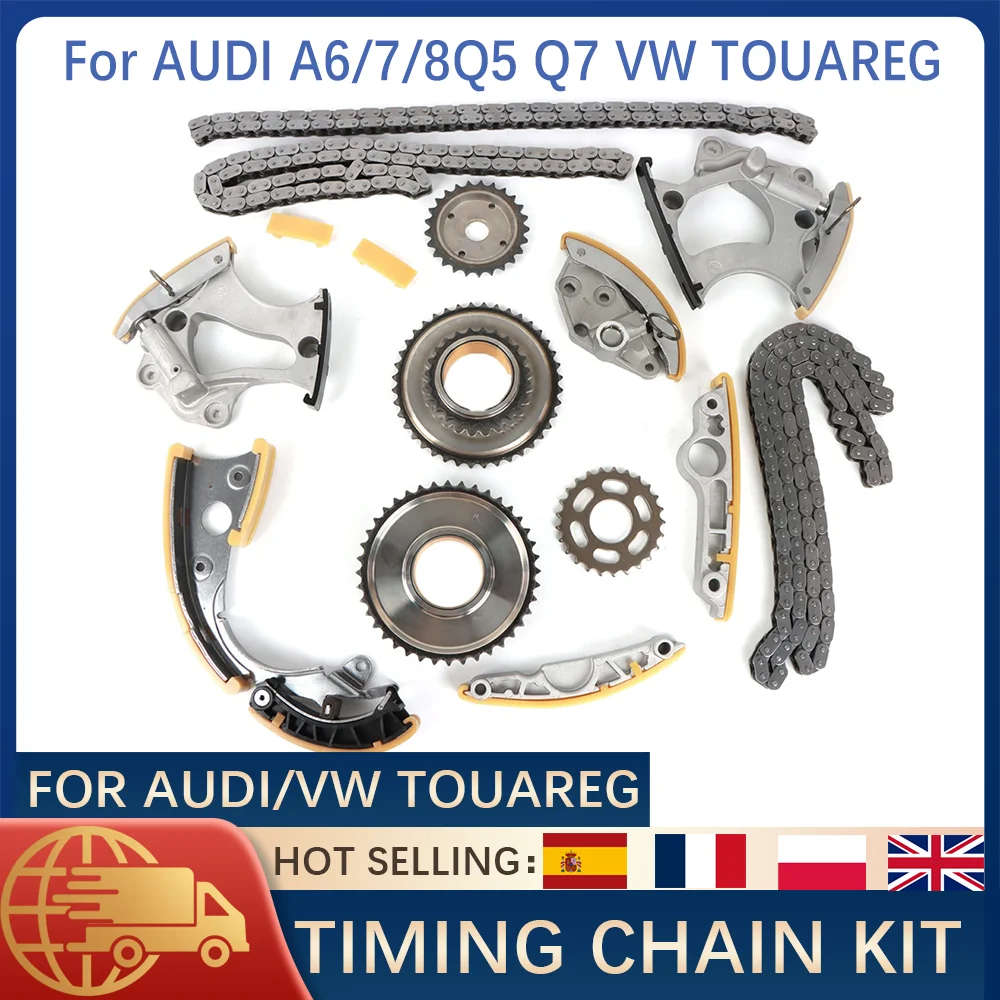 

Timing Chain Kit w/Gears For Audi A6 A7 A8 Q5 Q7 S5 SQ5 VW Touareg 3.0T V6 CJTC C7 B8 2012-2016 Engine Camshaft Tensioner Guide