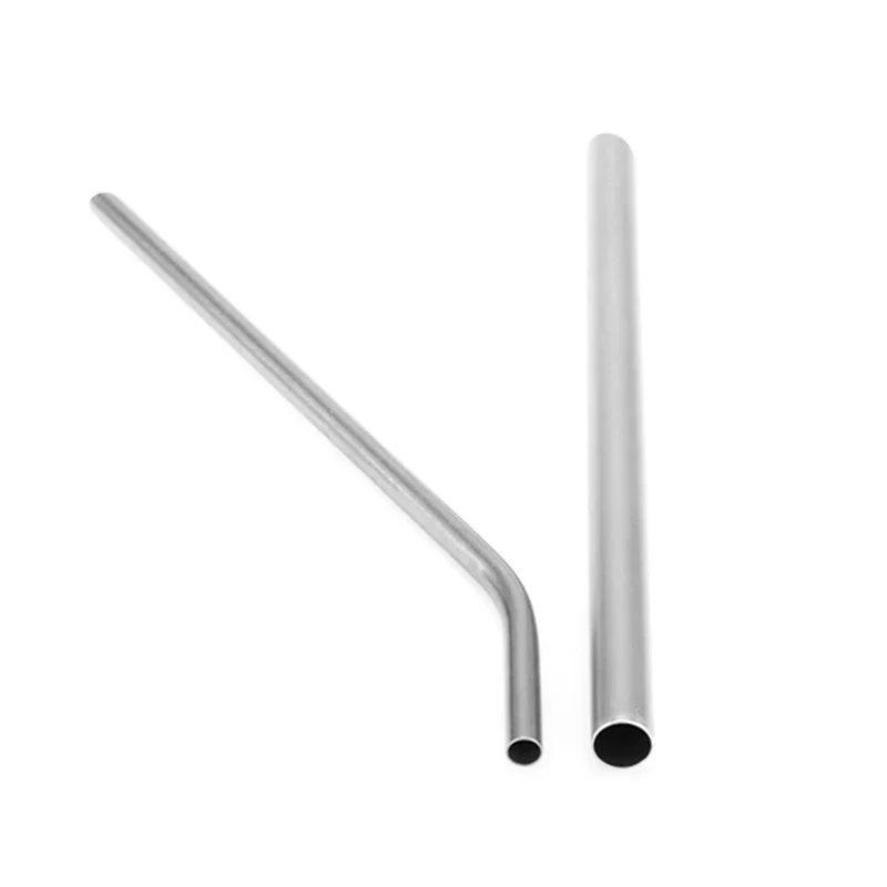 Reusable Metal Straws Pure Titanium Sturdy Bent / Straight Drinks Straw with Cleaner Brush for Mugs Drinking 210mm