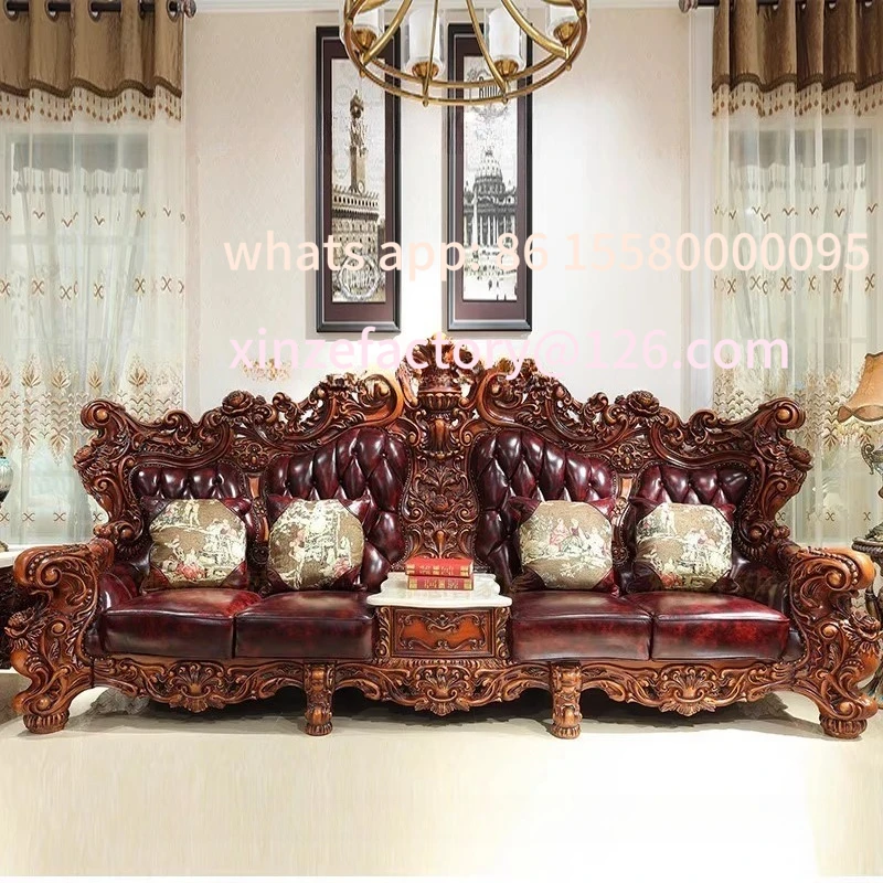 

Customizable European leather sofa luxury large apartment