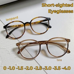 Round Small Frame Diopter Eyewear Transparent Ultralight TR90 Myopia Finished Glasses Anti-blue Light Short-sighted Eyeglasses
