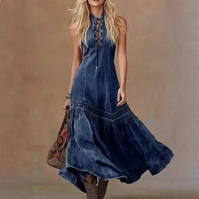 

Sexy Sleeveless Denim Mermaid Dress Women Casual Summer Jumpsuit Playsuit Matching Set Evening Dress