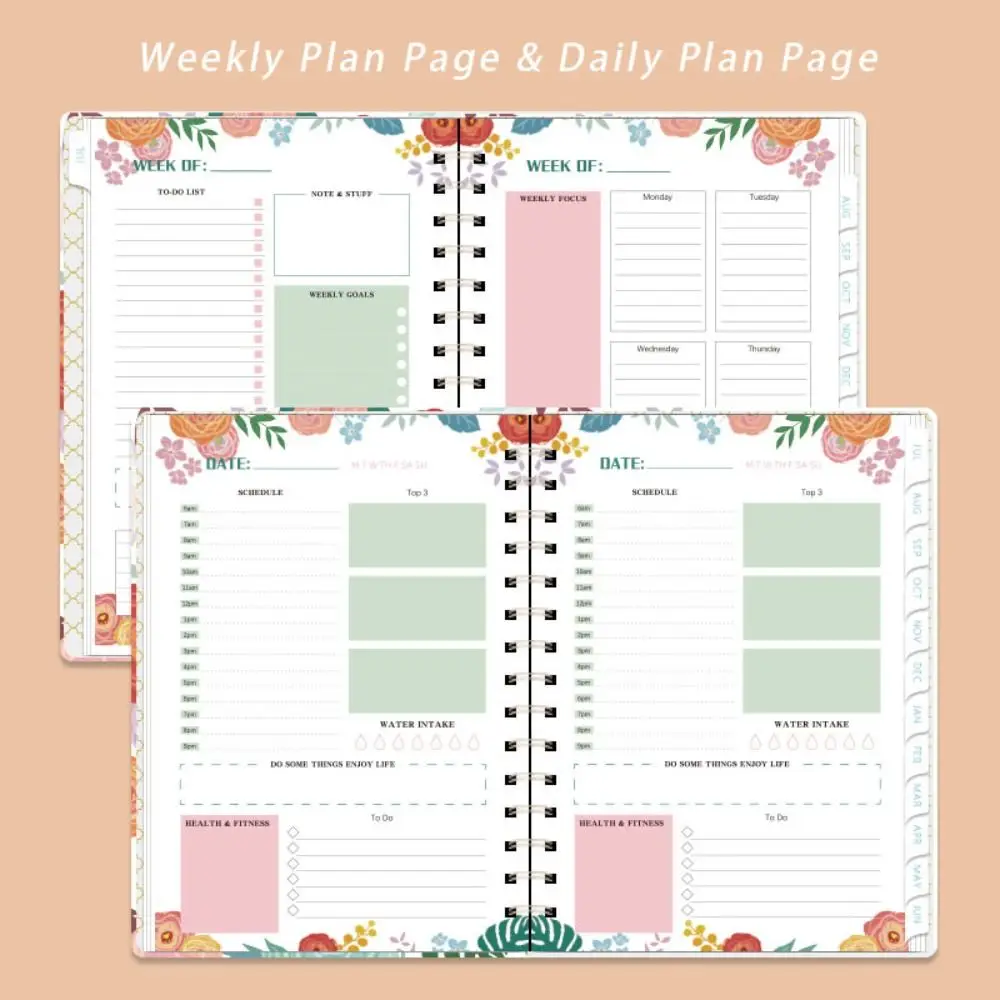 

Flowers 2025 A5 English Notebook Goal Habit Schedules Agenda Diary Weekly Planner To Do List Diary Weekly Plan