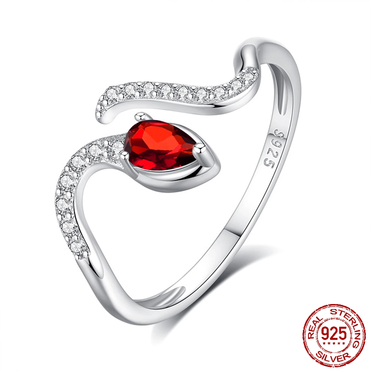 OZAN Snake 925 Sterling Silver Ring Open Ajustable Ring Peridot Garnet Fashion Trendy Classic Women's Jewelry Anniversary Gifts