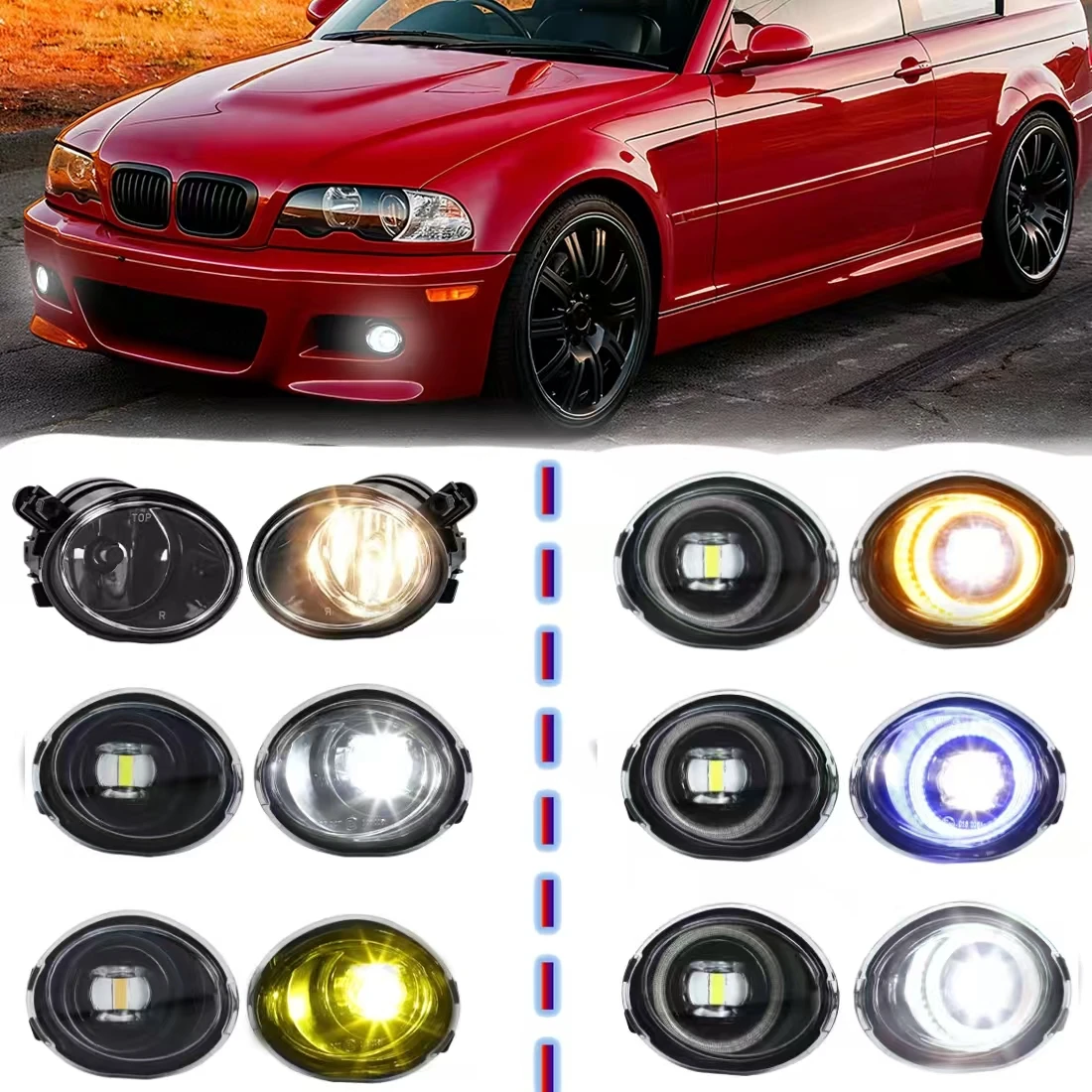 2pcs Fog Lamp Assembly For E46 M3 2002-2006 For E39 M5 2001-2003 Front Bumper Light Angle Eye Fog Light LED Fog Lamp 63177894017
