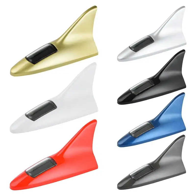 Universal Auto Car Led Warning Lamp Solar Powered Shark Fin Antenna Decorative Warning Signal Tail Light