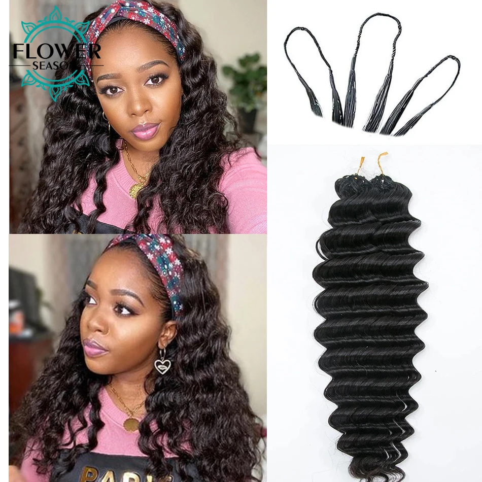 

Глубокие волны, вязанные крючком человеческие волосы без узлов, предварительно разделенные крючком наращивание волос, 100% человеческие волосы, многоразовые, 120 г/упак., 100 прядей