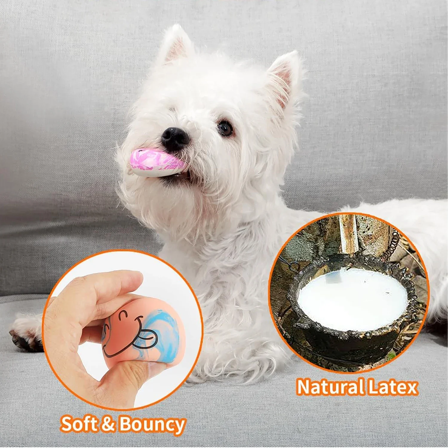 SChitec 6PCS Dog Toys Squeaker Latex Bouncy Ball Squeaky Rubber Dog Toy for My Dog Small Dogs Interactive Pet Supplies