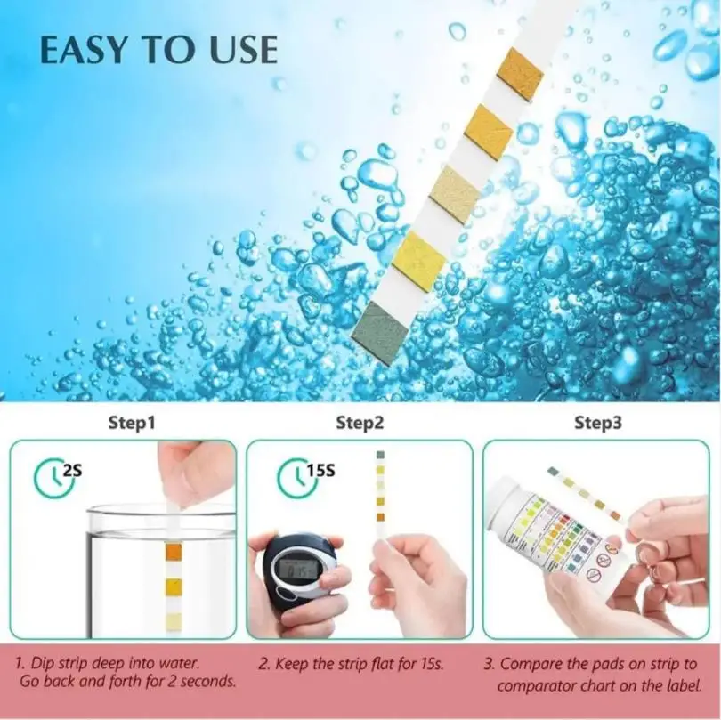 1/2/5 Pcs 5 in 1 PH Test Strips Multipurpose SPA Swimming Pool Water Tester Paper Hardness Tool Bottled 50pcs