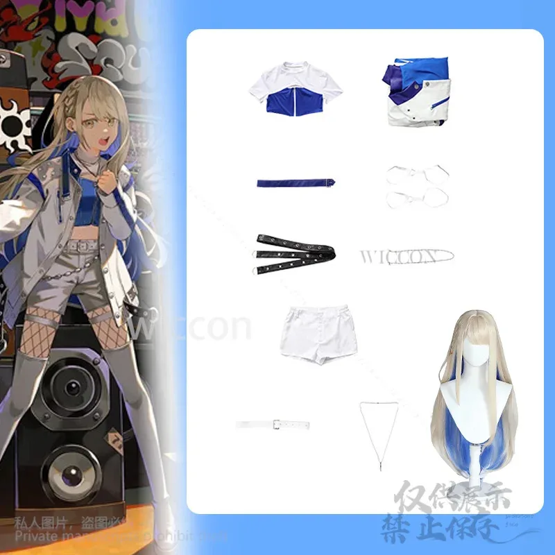 

COSda@Project Sekai Colorful Stage Feat Vivid BAD SQUAD Cosplay Azusawa Kohane Anime Game Costume Idol Coat Lolita Blue Wig Cust