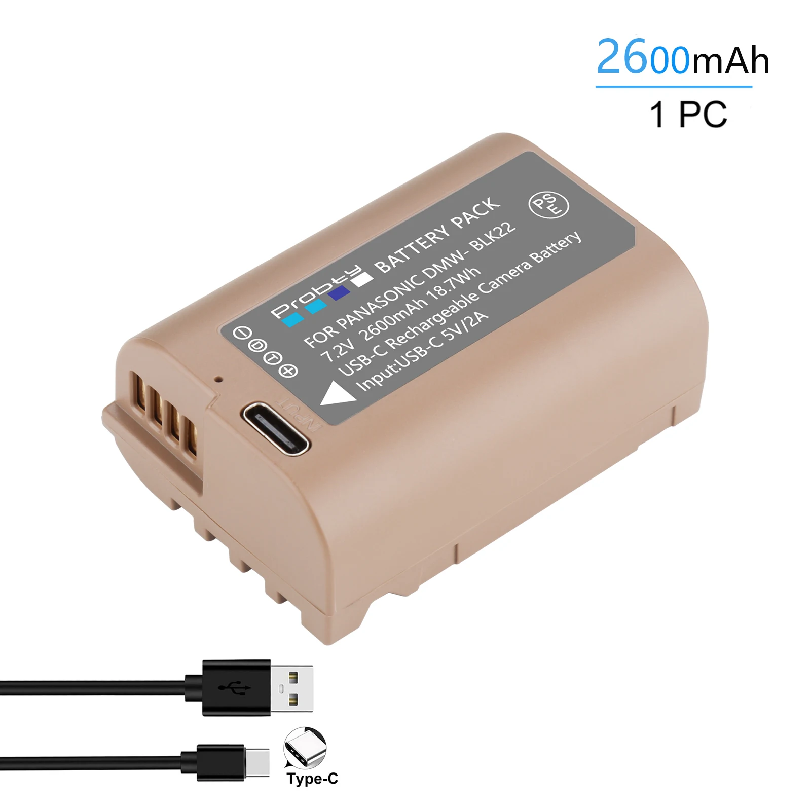 パナソニック Lumix DC-S5用交換用バッテリー 2600mAh