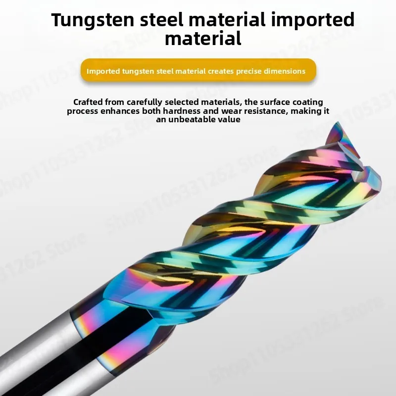 Solid Carbide Flat End Mill Coated for Aluminum CNC Router Bit Long Reach Square End Mill