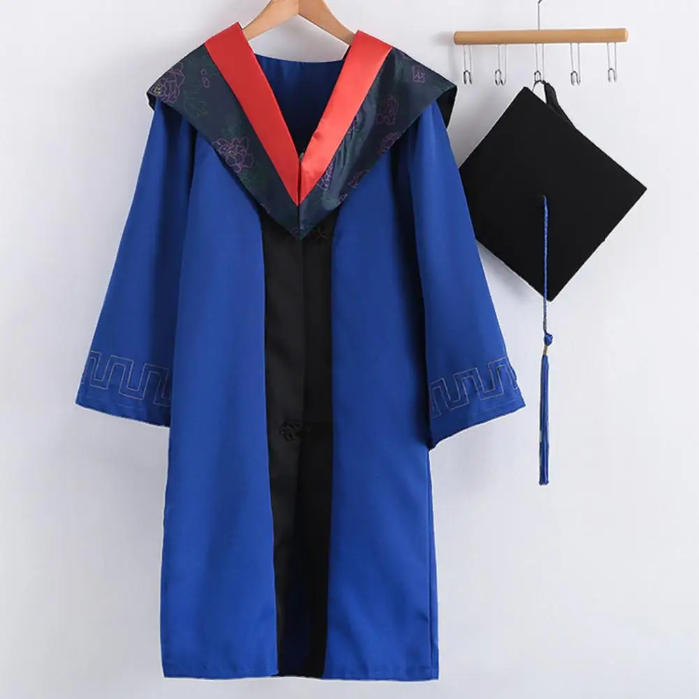 Uniforme de graduação super macio para a faculdade, Poliéster resistente ao desgaste, Chapéu de bacharel, Manto graduação, Adereços de fotografia para a faculdade, 1 conjunto