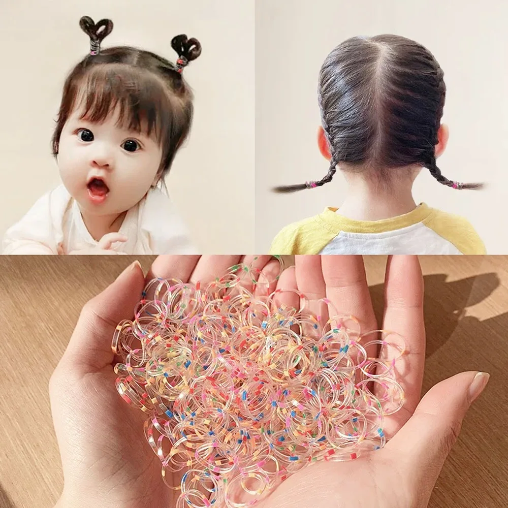 500/1000pcs Rubber Band Does Not Hurt Hair Girls Small Childrens Scrunchies Head Rope Cute Baby Color Headdress