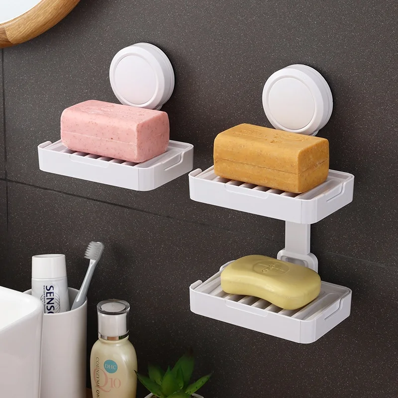 

Soap Box Suction Cup No Need To Punch Holes Bathroom Wall Mounted Shelf Creative Drainage