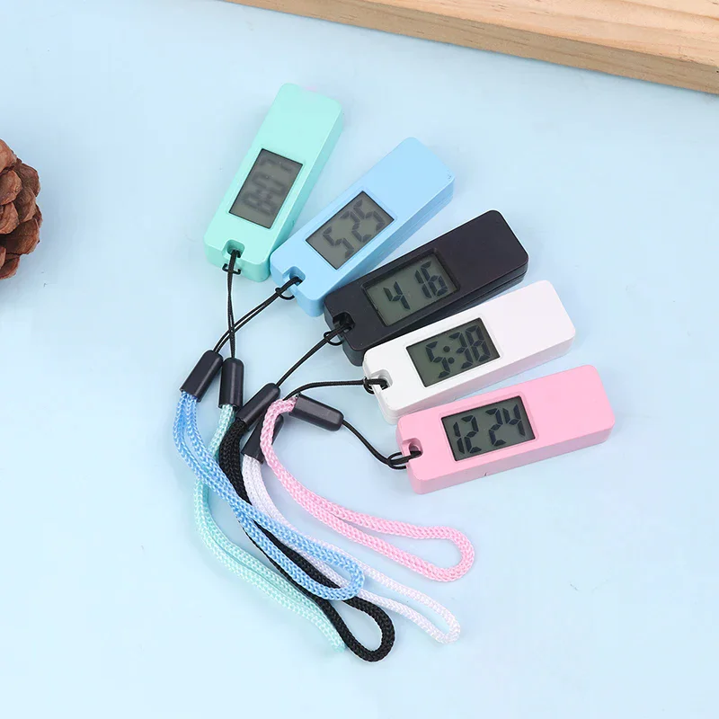 1 قطعة سلسلة مفاتيح Led مضيئة ساعة جيب صغيرة صامتة LCD شاشة ديجيتال ساعة إلكترونية المحمولة امتحان الطالب السفر جيب Watc