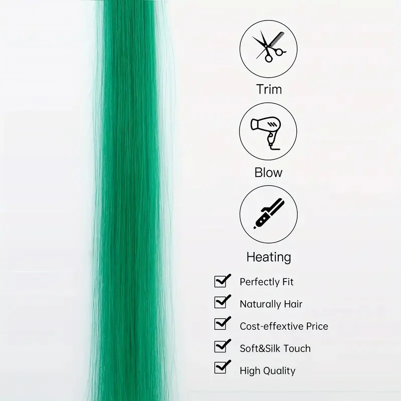 Sintético 22 Pulgadas 5 Pcs/Paquete Extensiones de Cabello Clip In Colores Ombre Postizo Arcoíris Resistente al Calor para Mujeres 3