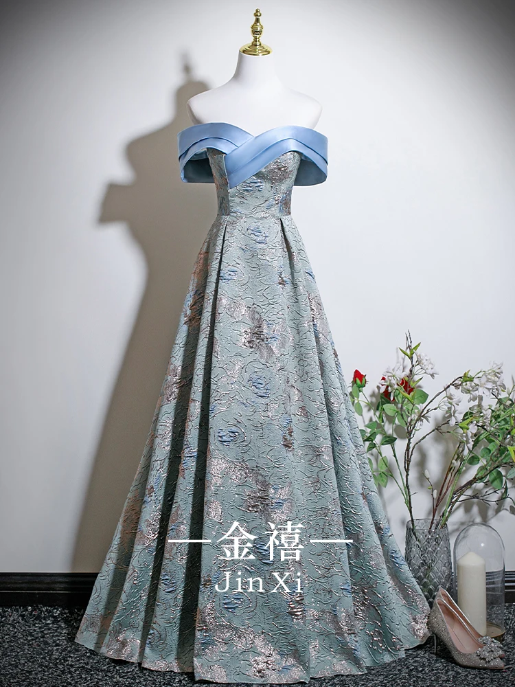 

Ele One-oulder Evening Gown Women's 2025 New Piano Vocal Art Exam Adult Birthday Host Yearly Meeting Korean Sle A-Lin...