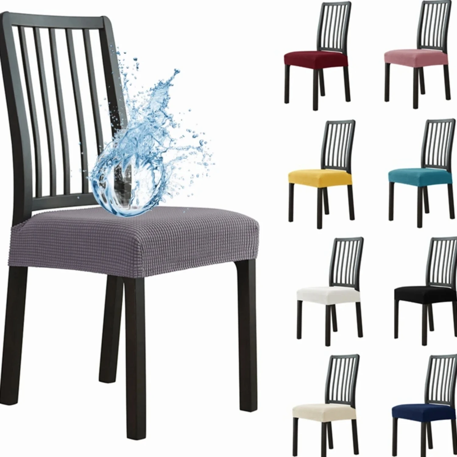 Stylish, stretchable, and waterproof spandex jacquard chair seat cover - upgrade your dining room now! Perfect for chairs withou