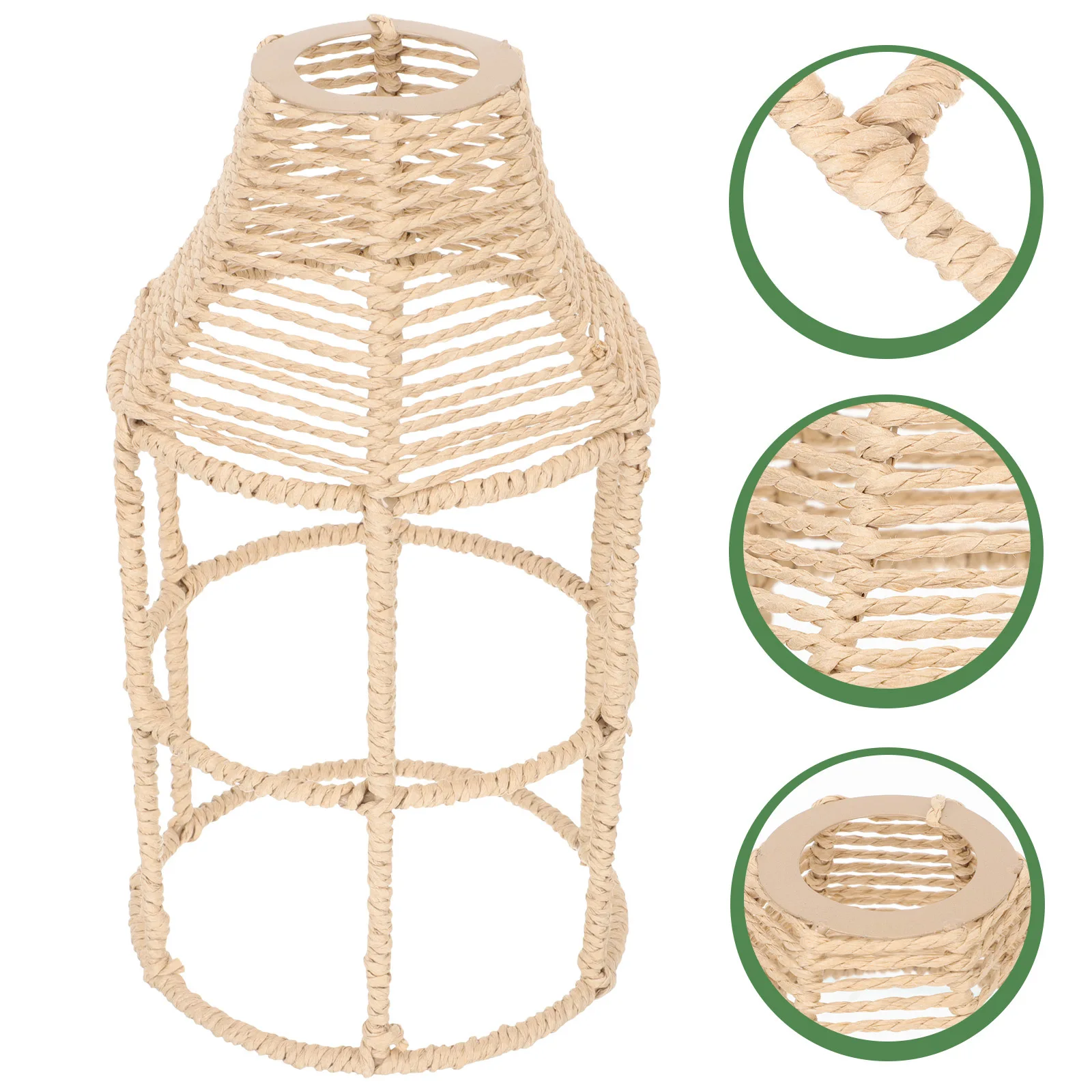

Imitation Hemp Rope Woven Lamp Shade Vintage Hanging Clamp Cover Home Decorative Woven Lampshade Coastal Beach Style Lighting