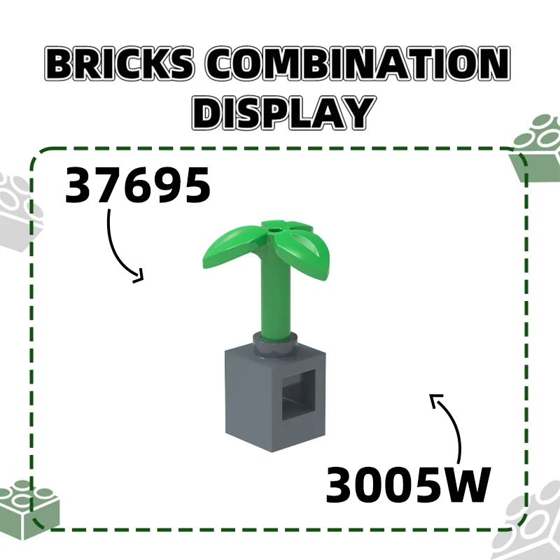 Wange 404Pcs/lot 37695 Plant Stem with Bar 3 Leaves and Small Pin Hole Building Blocks DIY Bricks Children Toys Assembly Parts