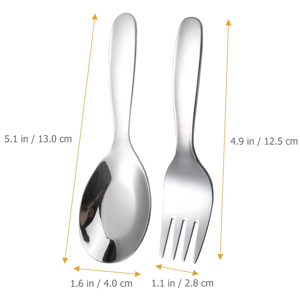 

4 Pcs Fork and Spoon Set Stainless Steel Cutlery Dessert Forks Spoons Metal Kit Flatware