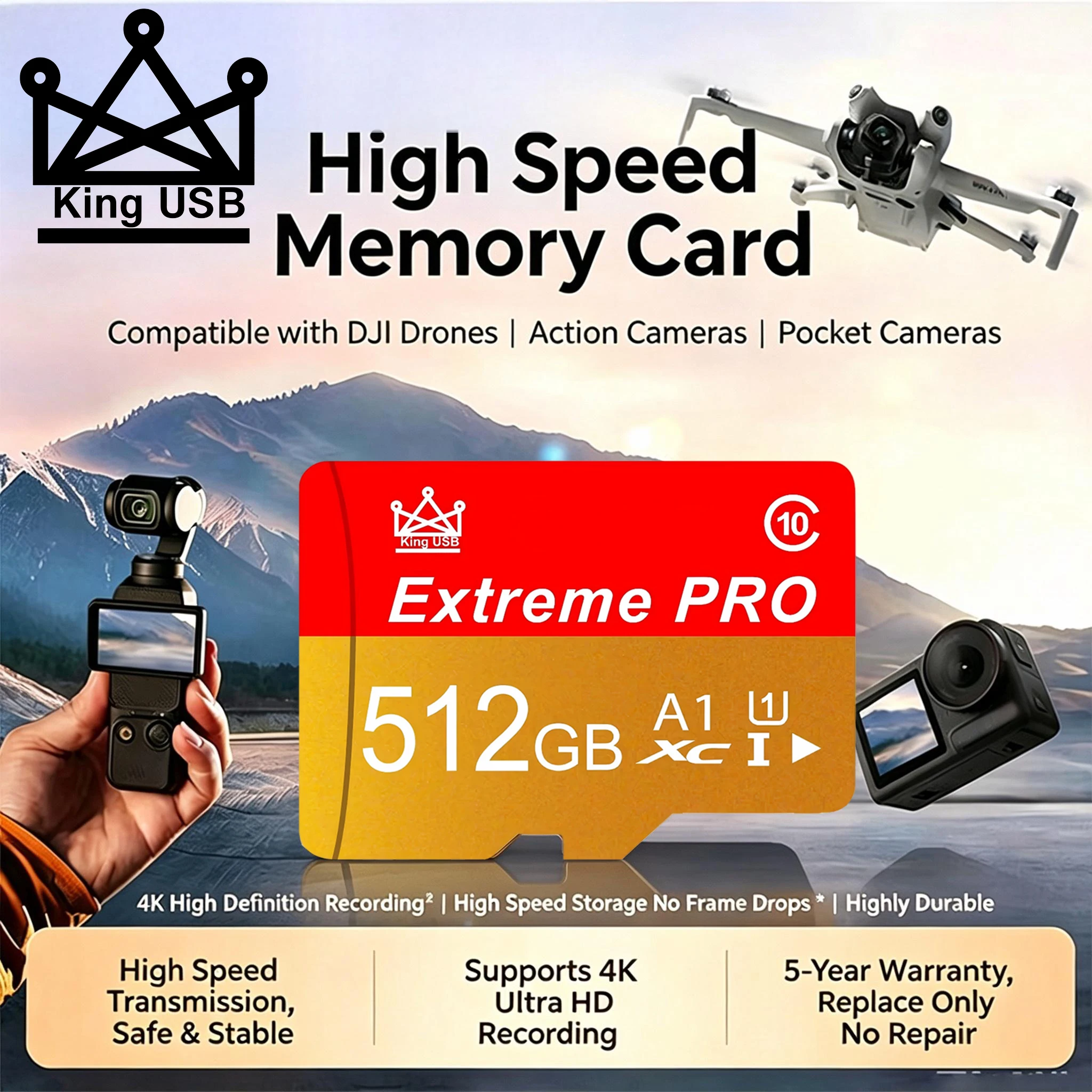 Premium 32G/64G/256G/512GB SD Cards Micro TF SD Card Memory Card TF Cards Slim A1 For Speaker E-Reader Camera Camcorder