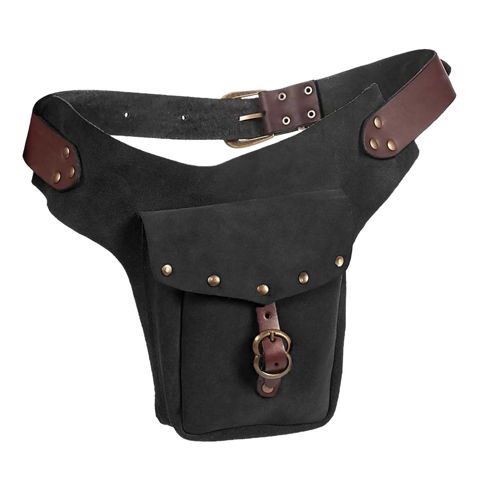 Vintage Medieval Waistpack Bag Leather Small Purse Leather Riding Hip Fanny Waist Cosplay PU Leather Vintage Pocket Belt Bag